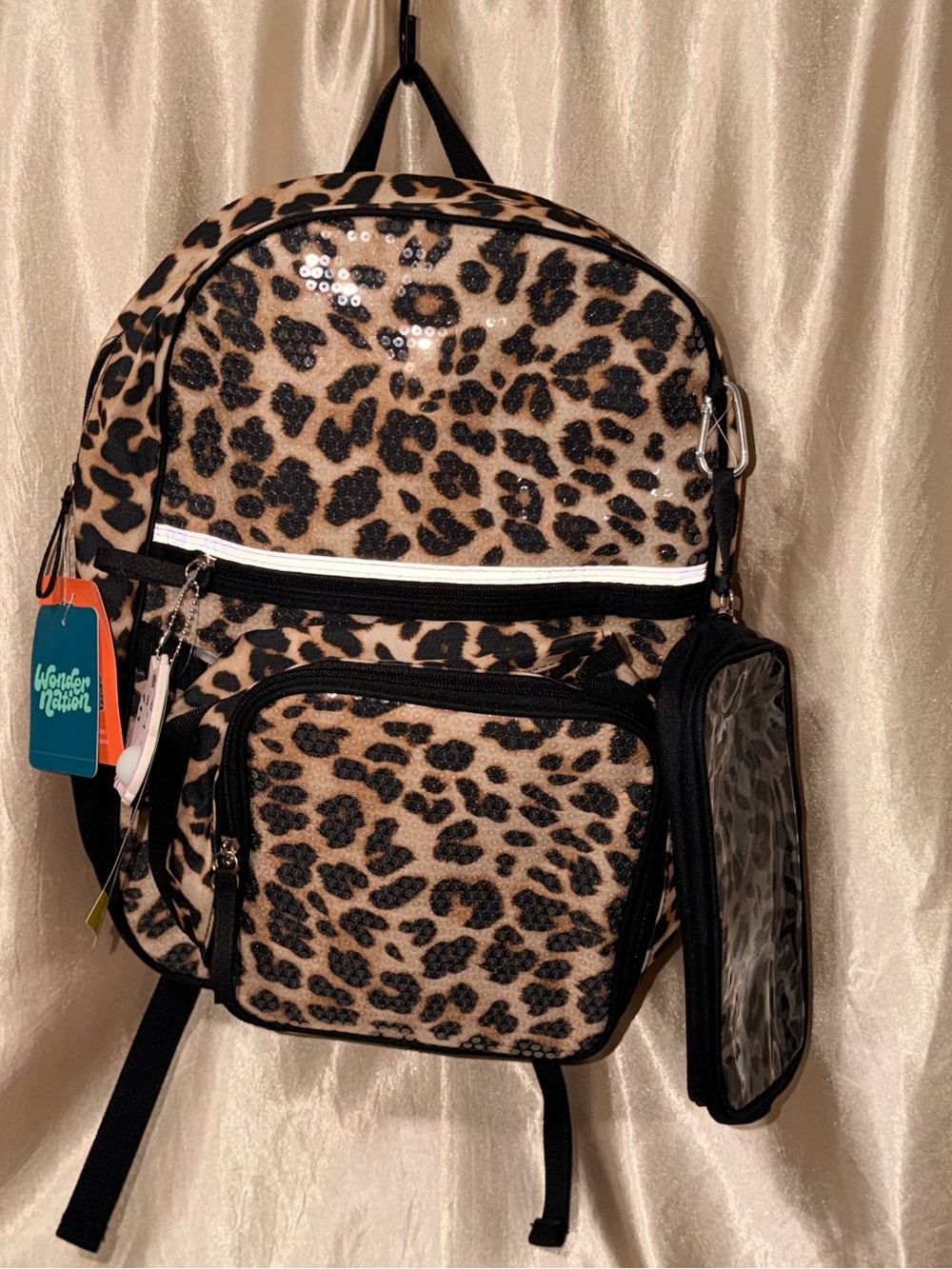 wonder nation Leopard Print Backpack in Tan and Black